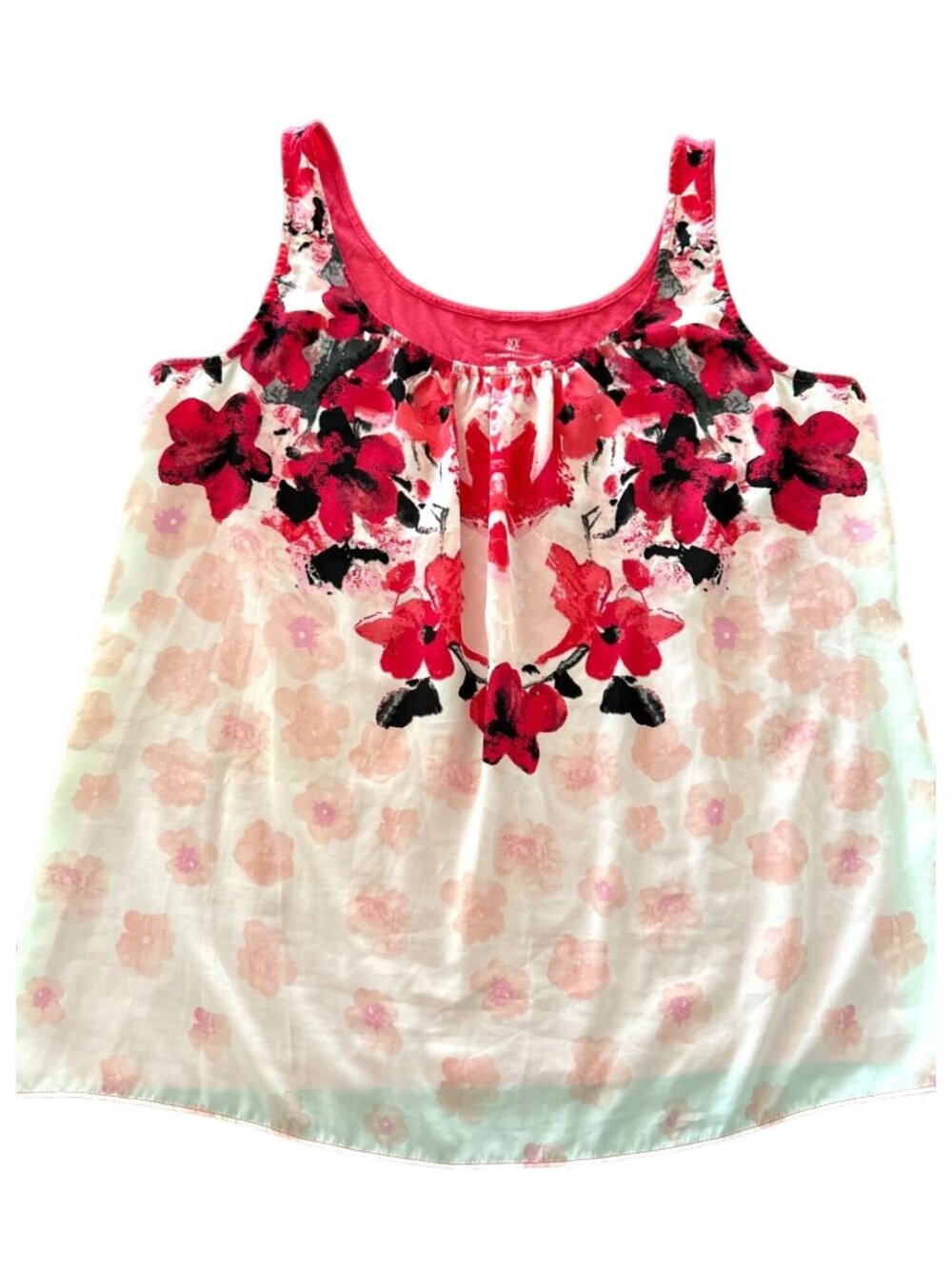 NY&CO floral top women's L hot pink spring barbie y2k flowy beachy valentines